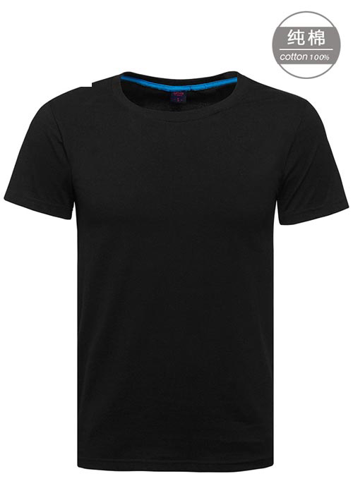 黑色純棉短袖男圓領文化衫