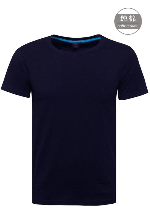 藏蘭色男款短袖圓領廣告衫