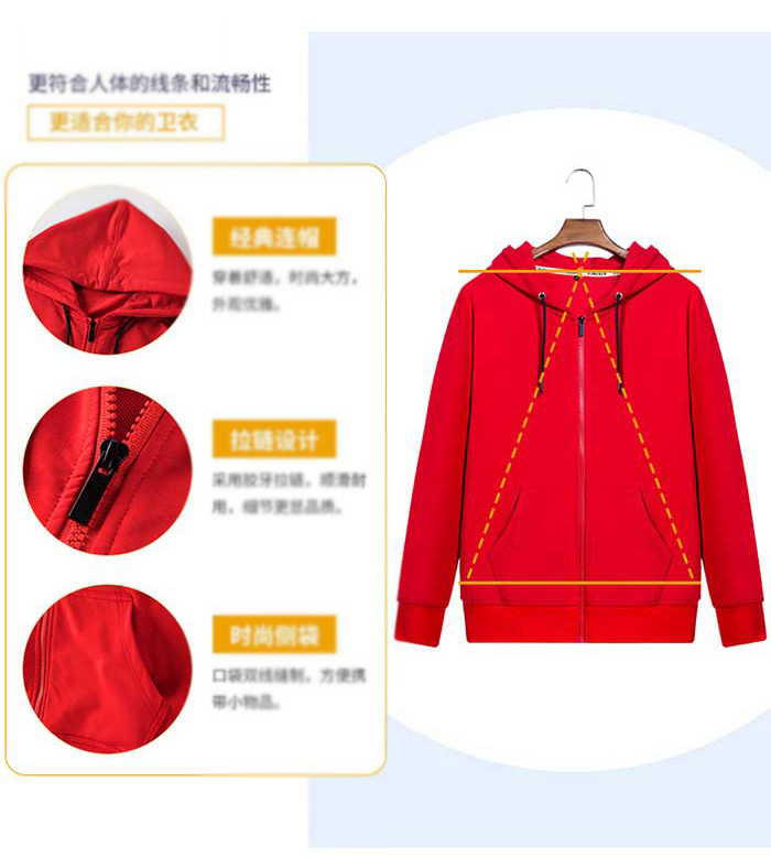 連帽拉鏈款定制衛(wèi)衣版型設計亮點解析圖
